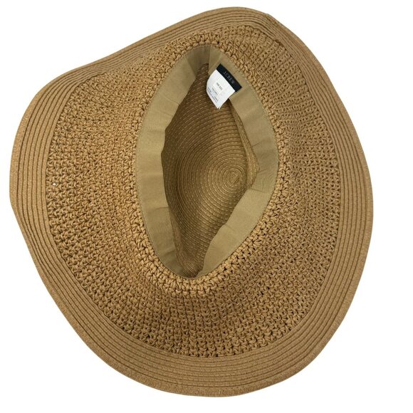 J. Crew Hat O/S Natural Paper Tan Wide Brim Sun Beach Pool Resort Packable Flop - Picture 3 of 10